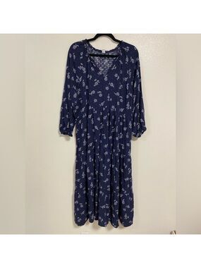 Old Navy Dress Women’s Size XL Navy Floral Print Boho MIDI summer dress